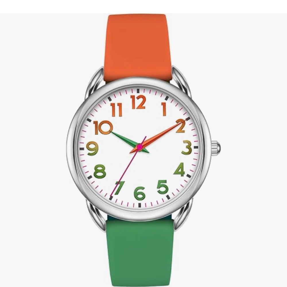 Women's Watch with Orange and Green Strap waterproof. New in box